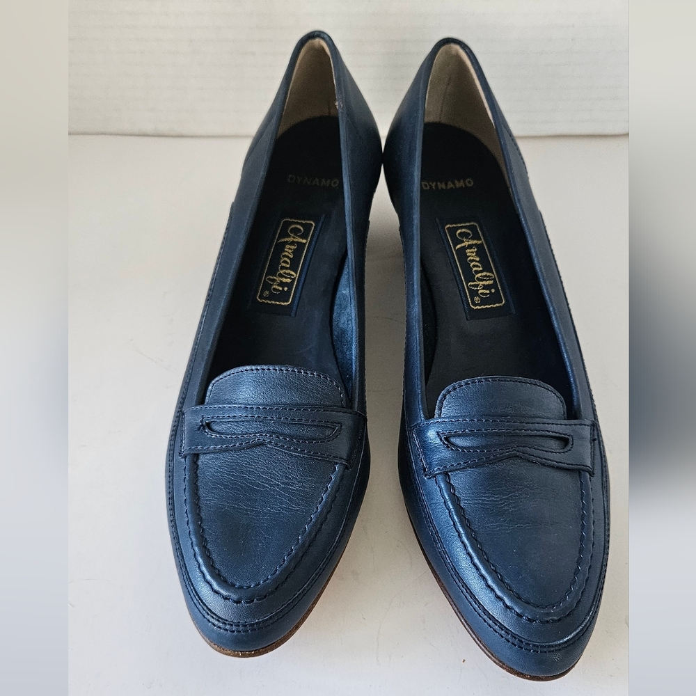 Amalfi Dynamo Womens Italian Leather Heeled Loafer Size 8N - Picture 2 of 9